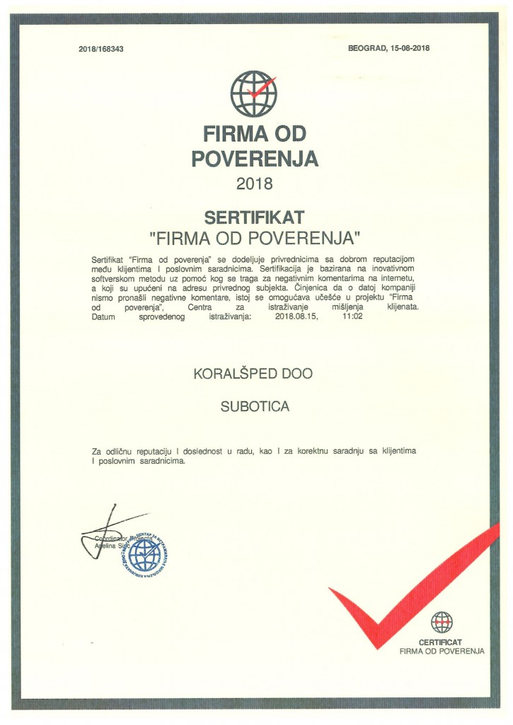 Sertifikat FIRMA OD POVERENJA .-1
